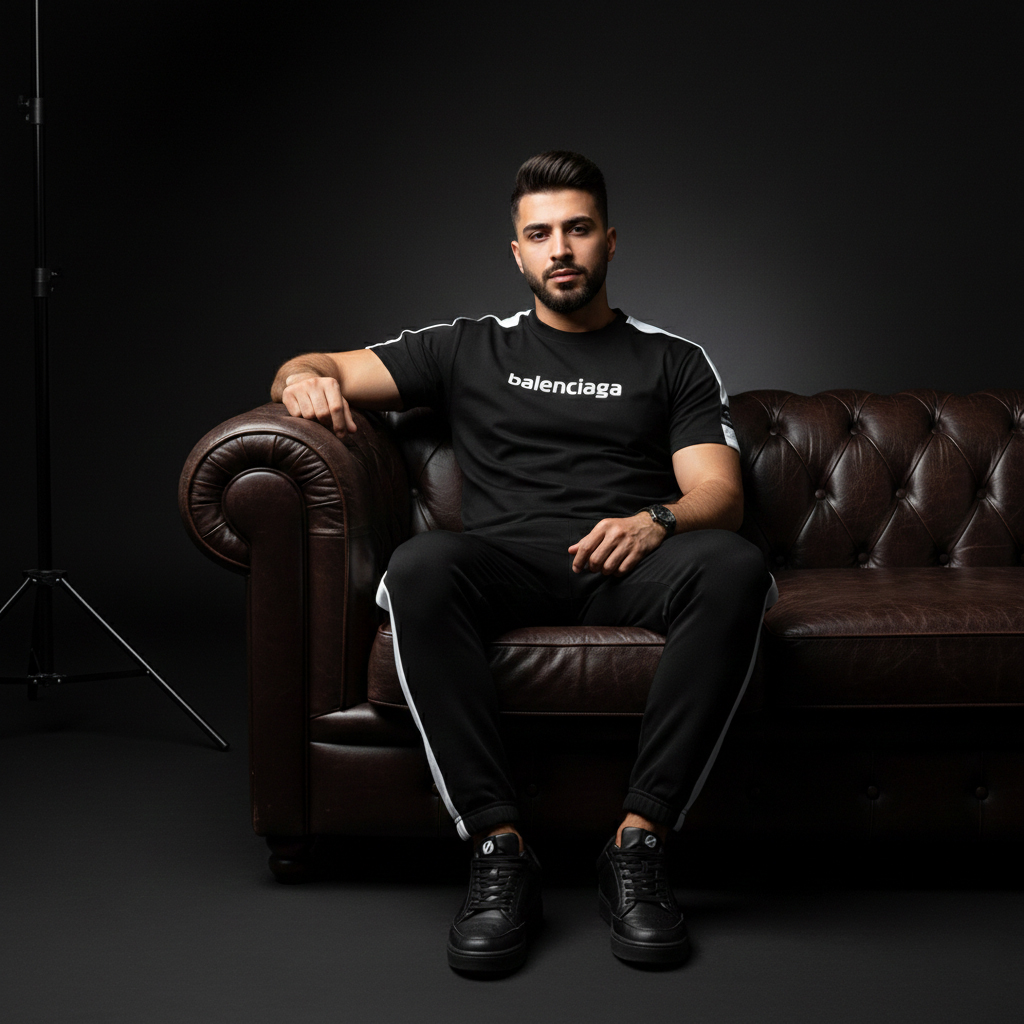 ست تیشرت و شلوار مردانه بنگال کش Balenciaga-مشکی