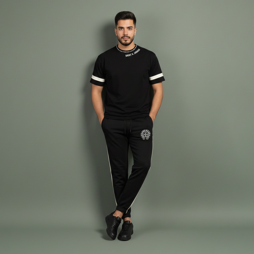 ست تیشرت و شلوار مردانه بنگال کش مدل Salar-مشکی