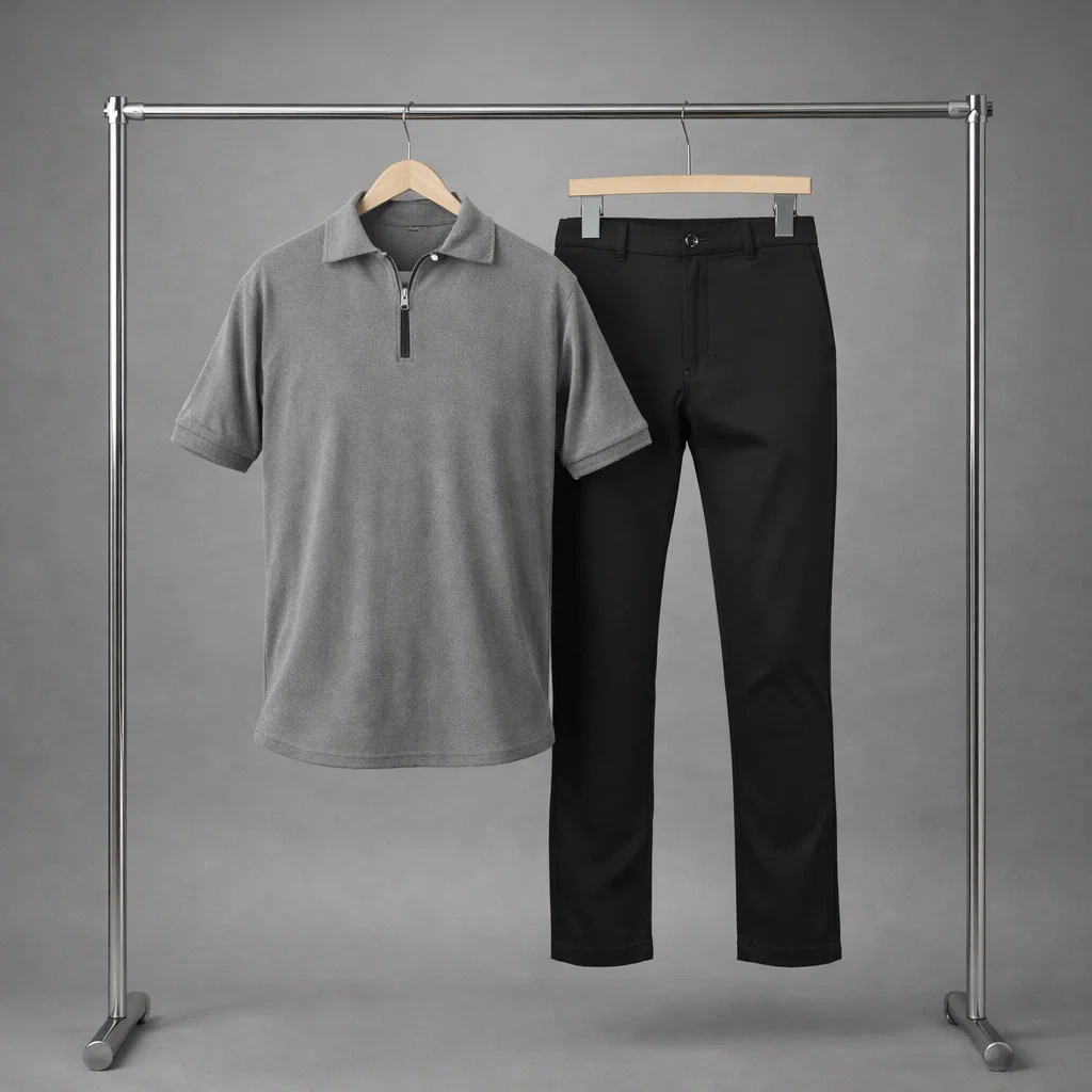 پکیج ست مردانه تیشرت نیم زیپ و شلوار مدل Omid